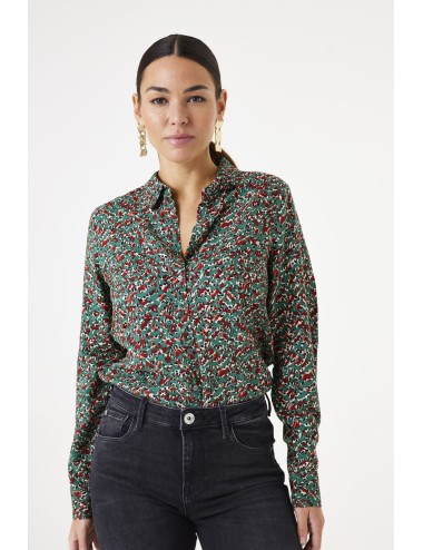 Blusa verde estampada...