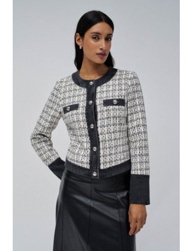 Chaqueta de tweed con denim...