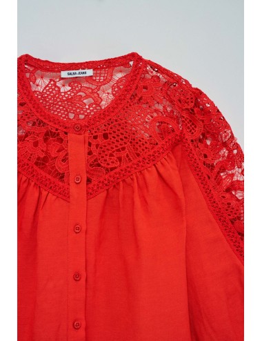 Camisa de lino rojo con...