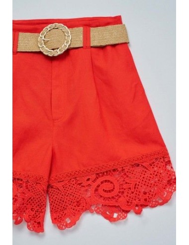 Pantalon rojo de lino con...