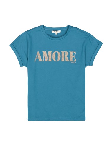 Camiseta azul de manga...
