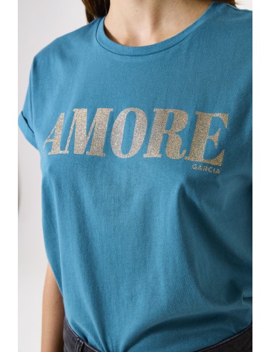 Camiseta azul de manga...