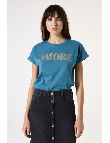 Camiseta azul de manga...